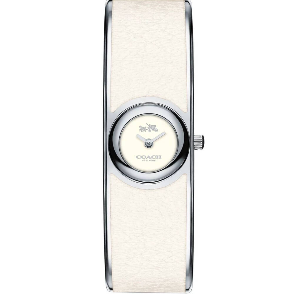 COACH Women's Scout Chalk Leather-Inset Stainless Steel Bangle Bracelet Watch